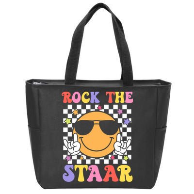 Rock The Staar Test Testing Day Smile Face Groovy Teacher  Zip Tote Bag