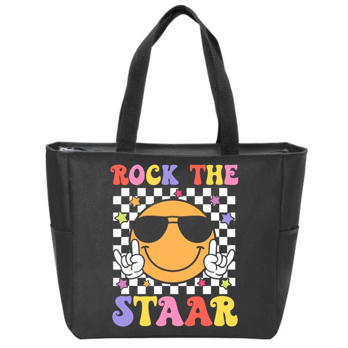 Rock The Staar Test Testing Day Smile Face Groovy Teacher  Zip Tote Bag