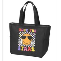 Rock The Staar Test Testing Day Smile Face Groovy Teacher  Zip Tote Bag