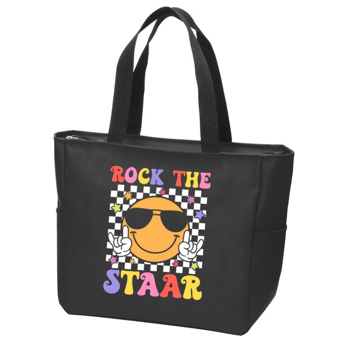 Rock The Staar Test Testing Day Smile Face Groovy Teacher  Zip Tote Bag