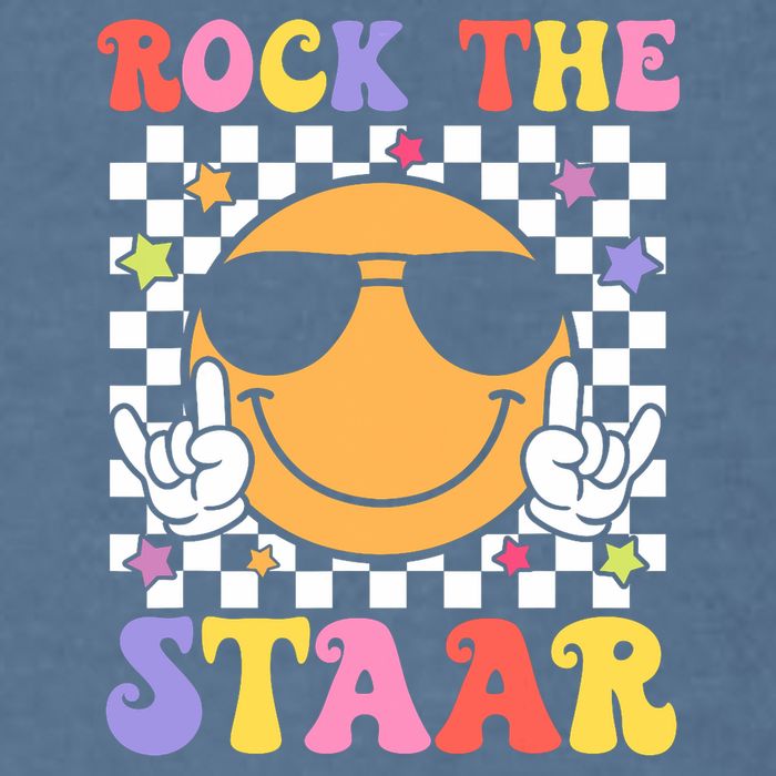Rock The Staar Test Testing Day Smile Face Groovy Teacher  Garment-Dyed Sweatshirt