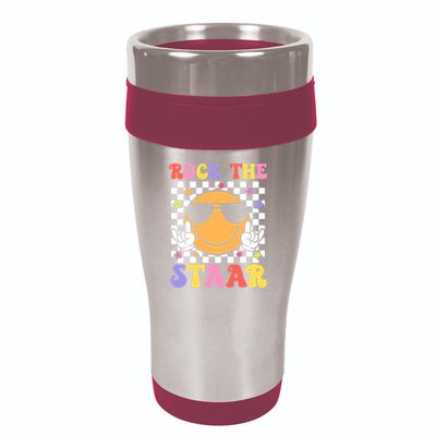 Rock The Staar Test Testing Day Smile Face Groovy Teacher  16oz Travel Tumbler
