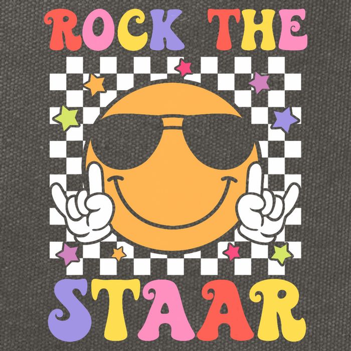 Rock The Staar Test Testing Day Smile Face Groovy Teacher  Cotton Canvas Backpack