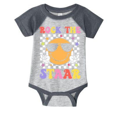 Rock The Staar Test Testing Day Smile Face Groovy Teacher  Infant Baby Jersey Bodysuit