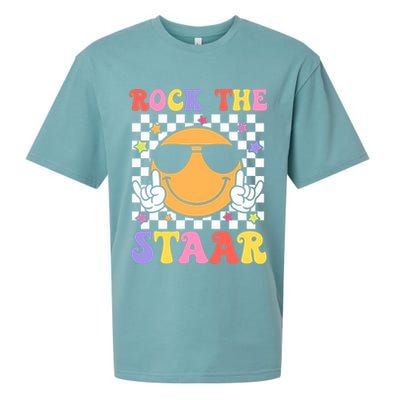 Rock The Staar Test Testing Day Smile Face Groovy Teacher  Sueded Cloud Jersey T-Shirt