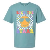 Rock The Staar Test Testing Day Smile Face Groovy Teacher  Sueded Cloud Jersey T-Shirt
