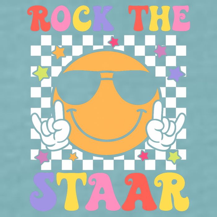 Rock The Staar Test Testing Day Smile Face Groovy Teacher  Sueded Cloud Jersey T-Shirt