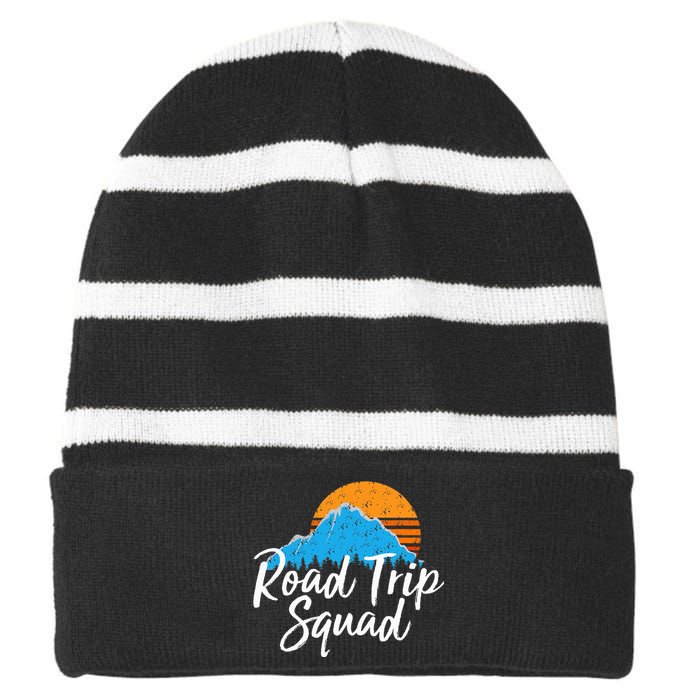 Road Trip Squad Traveling Souvenir Striped Beanie with Solid Band