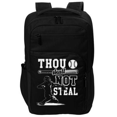 Retro Thou Shalt Not Steal Pitcher Strikeout Baseball Player Impact Tech Backpack