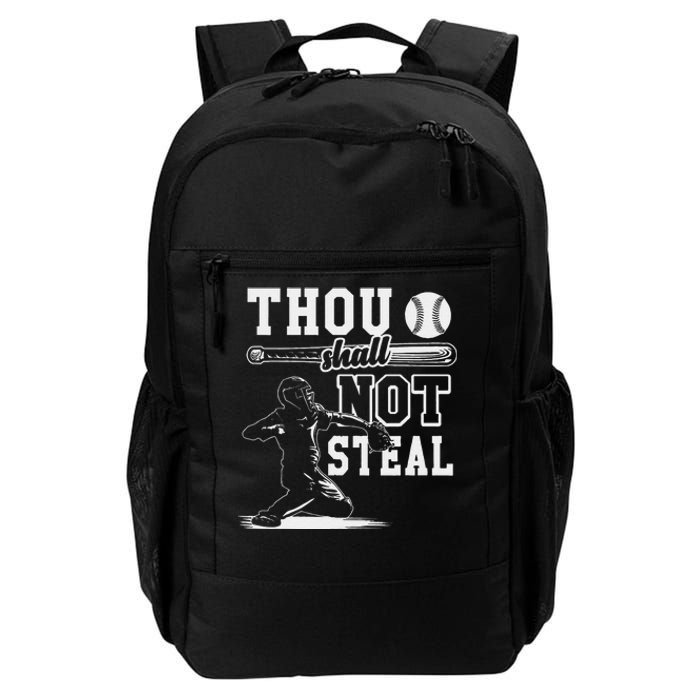 Retro Thou Shalt Not Steal Pitcher Strikeout Baseball Player Daily Commute Backpack