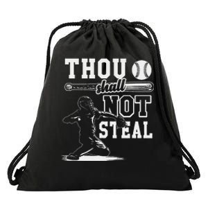 Retro Thou Shalt Not Steal Pitcher Strikeout Baseball Player Drawstring Bag