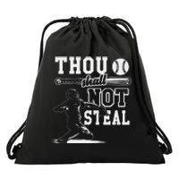 Retro Thou Shalt Not Steal Pitcher Strikeout Baseball Player Drawstring Bag