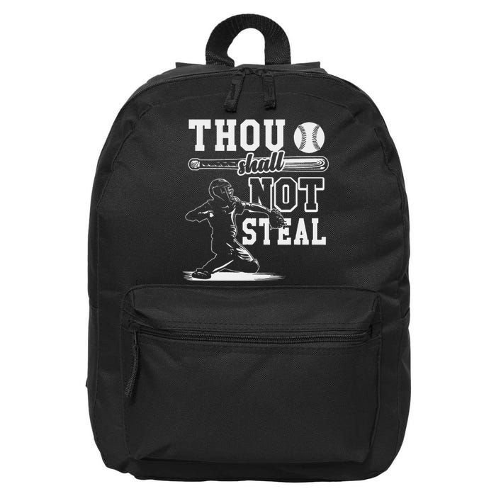 Retro Thou Shalt Not Steal Pitcher Strikeout Baseball Player 16 in Basic Backpack