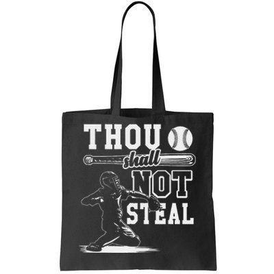 Retro Thou Shalt Not Steal Pitcher Strikeout Baseball Player Tote Bag