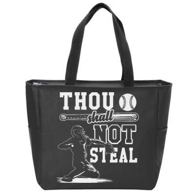 Retro Thou Shalt Not Steal Pitcher Strikeout Baseball Player Zip Tote Bag