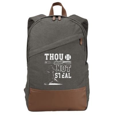 Retro Thou Shalt Not Steal Pitcher Strikeout Baseball Player Cotton Canvas Backpack