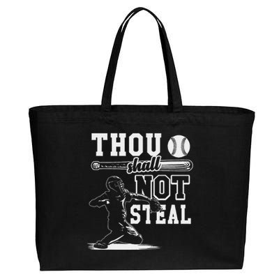 Retro Thou Shalt Not Steal Pitcher Strikeout Baseball Player Cotton Canvas Jumbo Tote