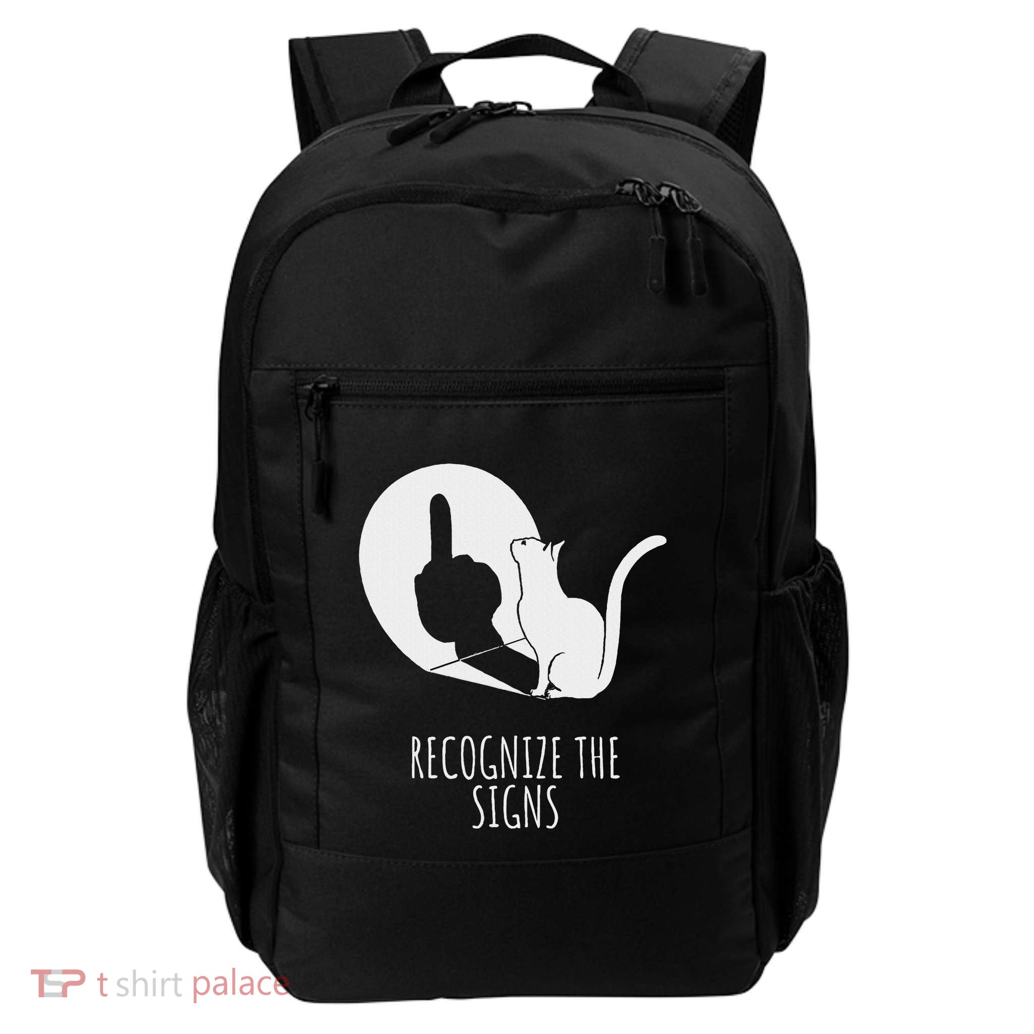 Recognize The Signs Funny Sarcastic Cat Lovers Saying Daily Commute Backpack