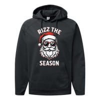 Rizz The Season Silly Christmas Funny Santa Performance Fleece Hoodie