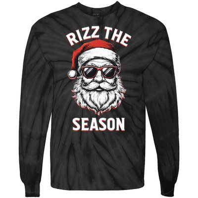 Rizz The Season Silly Christmas Funny Santa Tie-Dye Long Sleeve Shirt