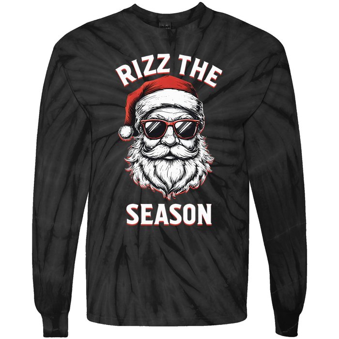 Rizz The Season Silly Christmas Funny Santa Tie-Dye Long Sleeve Shirt