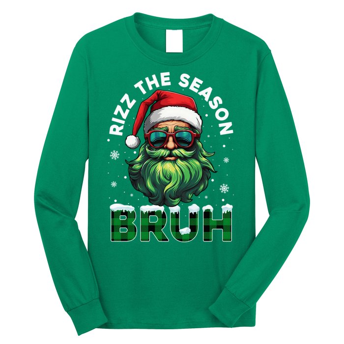 Rizz The Season Bruh Christmas Rizzmas Santa Claus Rizzler Long Sleeve Shirt