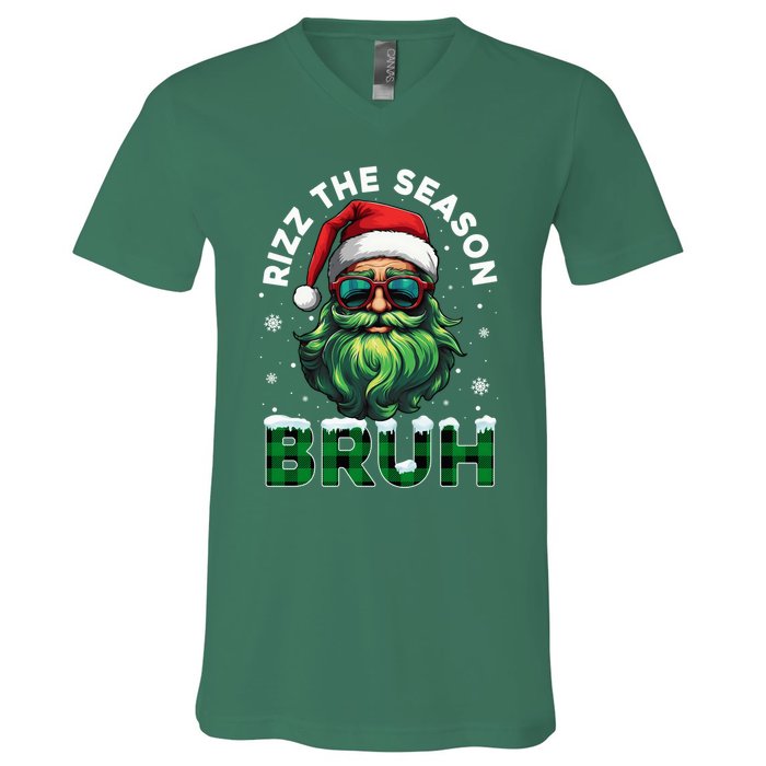 Rizz The Season Bruh Christmas Rizzmas Santa Claus Rizzler V-Neck T-Shirt