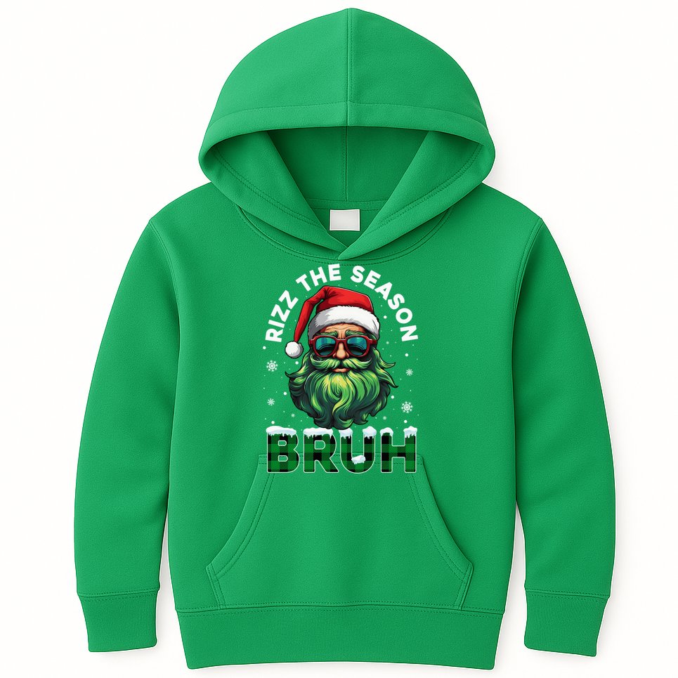 Rizz The Season Bruh Christmas Rizzmas Santa Claus Rizzler Kids Hoodie
