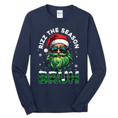 Rizz The Season Bruh Christmas Rizzmas Santa Claus Rizzler Tall Long Sleeve T-Shirt