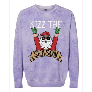 Rizz The Season Funny Christmas Santa Rock Xmas Rocker Colorblast Crewneck Sweatshirt