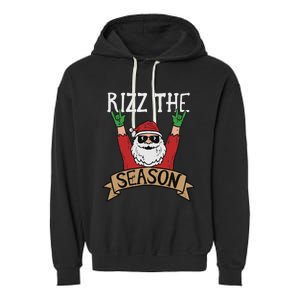 Rizz The Season Funny Christmas Santa Rock Xmas Rocker Garment-Dyed Fleece Hoodie