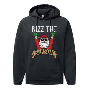 Rizz The Season Funny Christmas Santa Rock Xmas Rocker Performance Fleece Hoodie