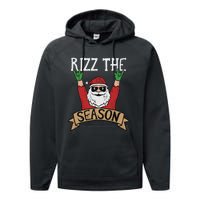 Rizz The Season Funny Christmas Santa Rock Xmas Rocker Performance Fleece Hoodie