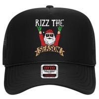 Rizz The Season Funny Christmas Santa Rock Xmas Rocker High Crown Mesh Back Trucker Hat