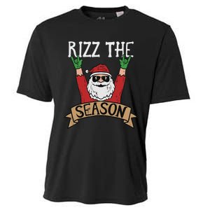 Rizz The Season Funny Christmas Santa Rock Xmas Rocker Cooling Performance Crew T-Shirt