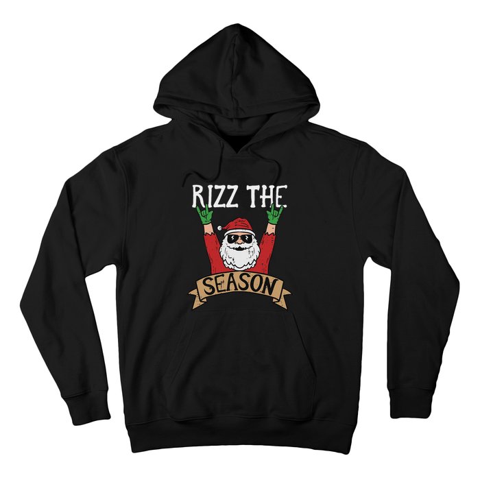 Rizz The Season Funny Christmas Santa Rock Xmas Rocker Hoodie