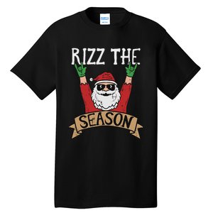 Rizz The Season Funny Christmas Santa Rock Xmas Rocker Tall T-Shirt