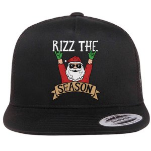 Rizz The Season Funny Christmas Santa Rock Xmas Rocker Flat Bill Trucker Hat