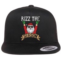 Rizz The Season Funny Christmas Santa Rock Xmas Rocker Flat Bill Trucker Hat