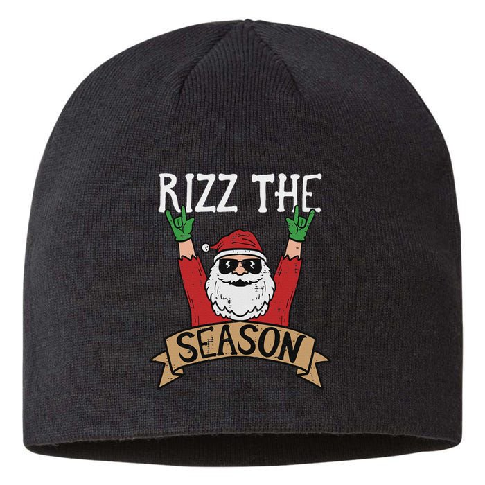 Rizz The Season Funny Christmas Santa Rock Xmas Rocker Sustainable Beanie