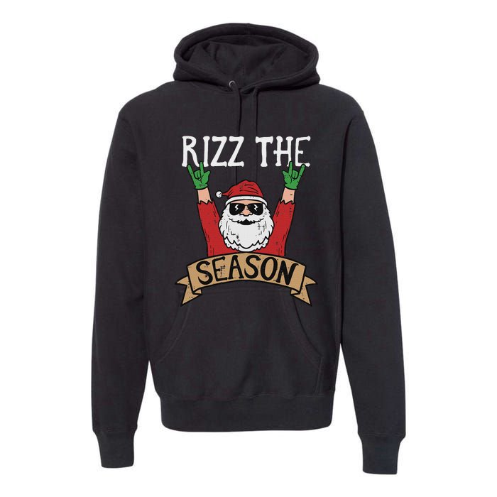 Rizz The Season Funny Christmas Santa Rock Xmas Rocker Premium Hoodie