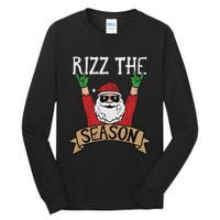 Rizz The Season Funny Christmas Santa Rock Xmas Rocker Tall Long Sleeve T-Shirt