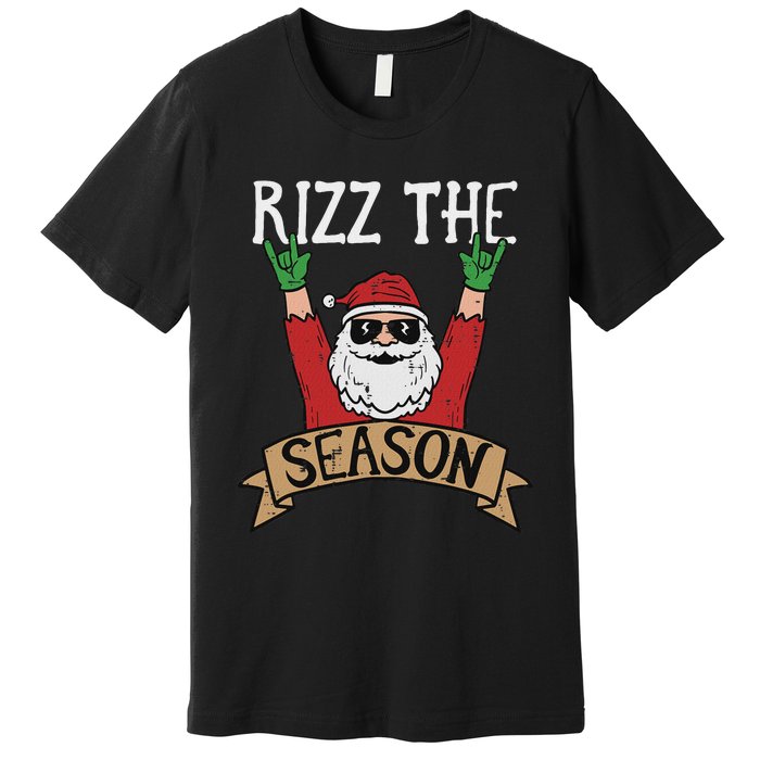 Rizz The Season Funny Christmas Santa Rock Xmas Rocker Premium T-Shirt