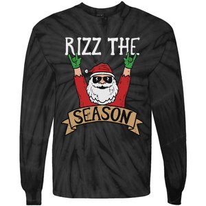 Rizz The Season Funny Christmas Santa Rock Xmas Rocker Tie-Dye Long Sleeve Shirt