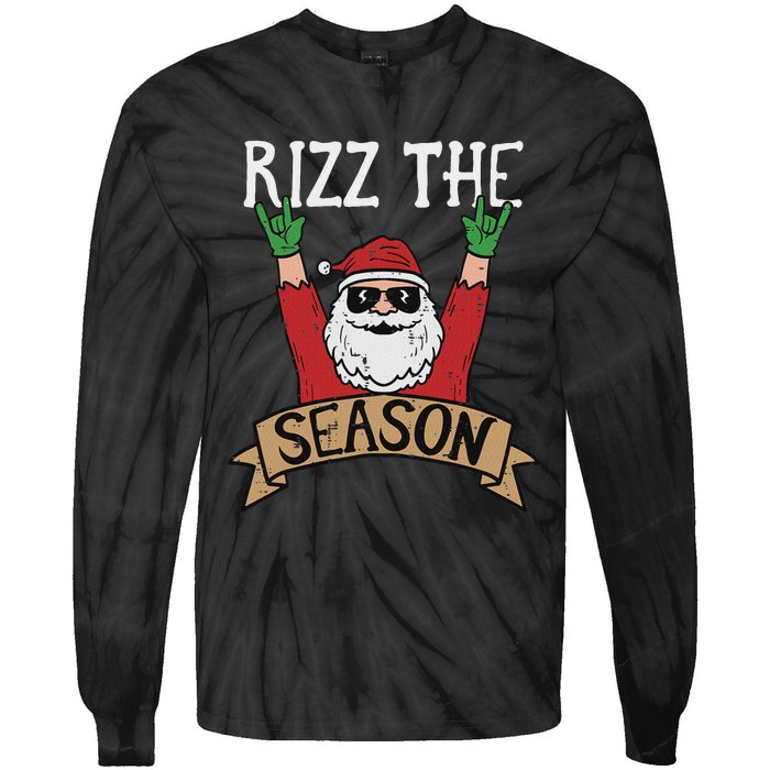 Rizz The Season Funny Christmas Santa Rock Xmas Rocker Tie-Dye Long Sleeve Shirt