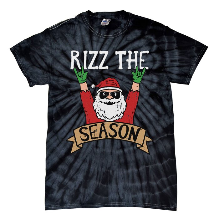 Rizz The Season Funny Christmas Santa Rock Xmas Rocker Tie-Dye T-Shirt