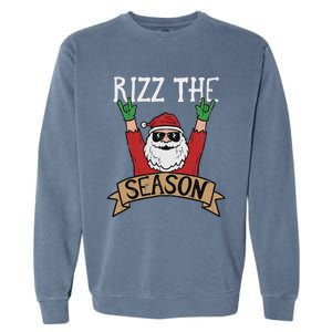 Rizz The Season Funny Christmas Santa Rock Xmas Rocker Garment-Dyed Sweatshirt