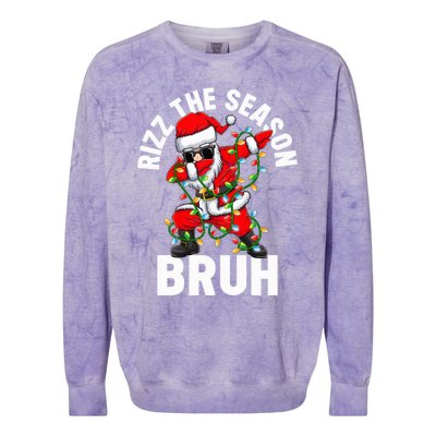 Rizz The Season Bruh Christmas Rizzmas Santa Claus Rizzler Colorblast Crewneck Sweatshirt