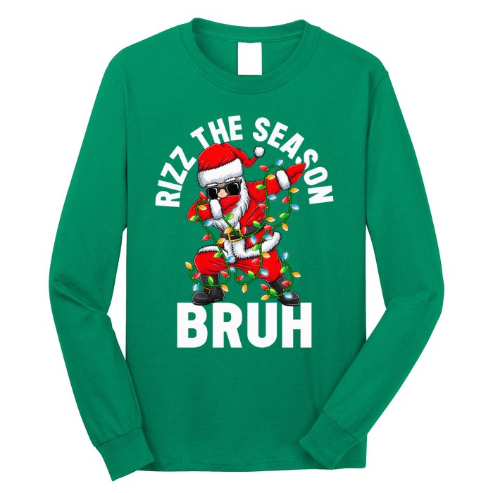 Rizz The Season Bruh Christmas Rizzmas Santa Claus Rizzler Long Sleeve Shirt