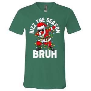 Rizz The Season Bruh Christmas Rizzmas Santa Claus Rizzler V-Neck T-Shirt